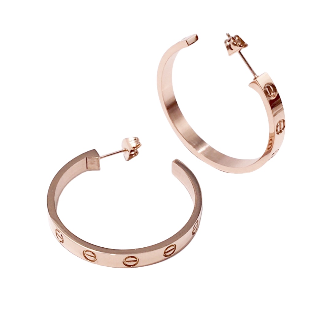 CTE032 Titanium steel Love hoop earrings 4mm - ccjewelryacc