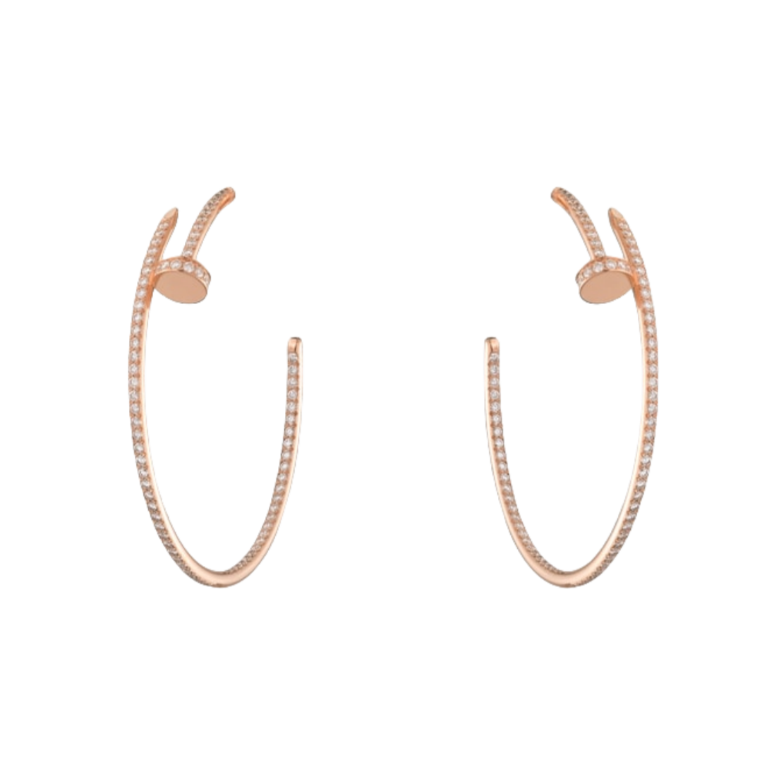 CTEV033 18K Cartier Juste un Clou hoop earrings, large model, paved - ccjewelryacc