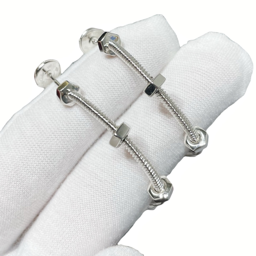 CTEV040 18K ECROU DE CARTIER HOOP EARRINGS - ccjewelryacc