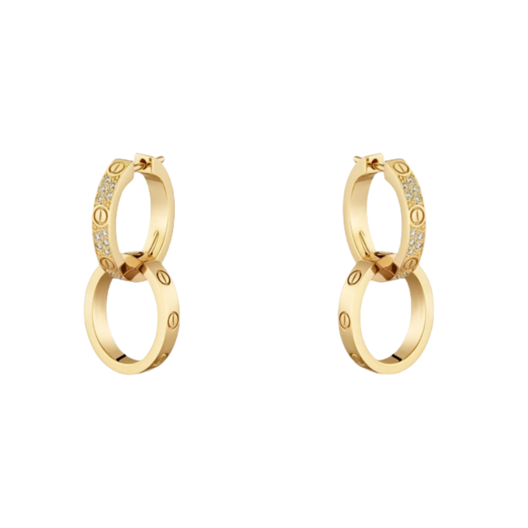 CTEV055 18K Gold Cartier LOVE earrings, multiwear, half-paved - ccfashionjewelry