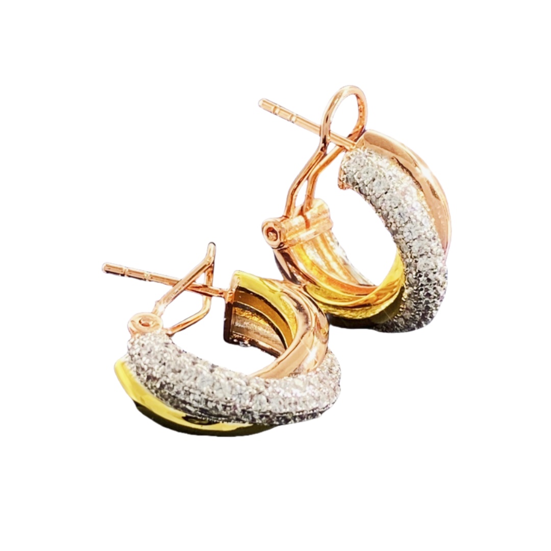 CTE016 TRINITY WHITE GOLD EARRINGS, CLASSIC MODEL, SEMI-PAVED - ccjewelryacc