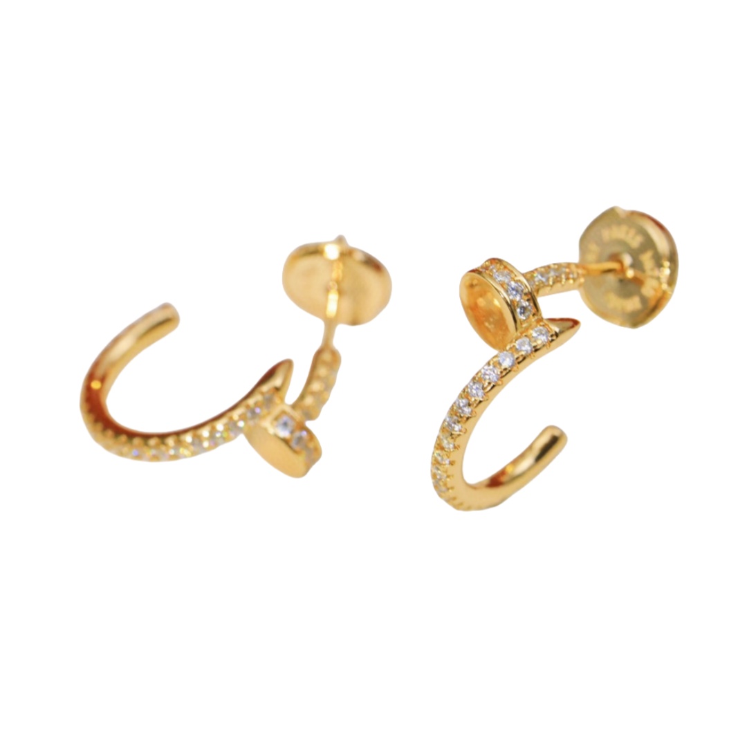 CTEV036 18K Juste un Clou hoop earrings, small model, paved - ccjewelryacc