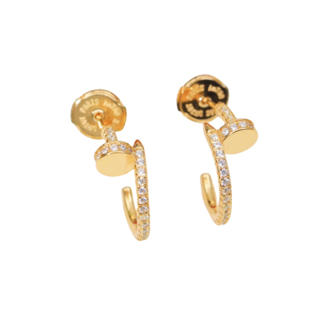 CTEV036 18K Juste un Clou hoop earrings, small model, paved - ccjewelryacc