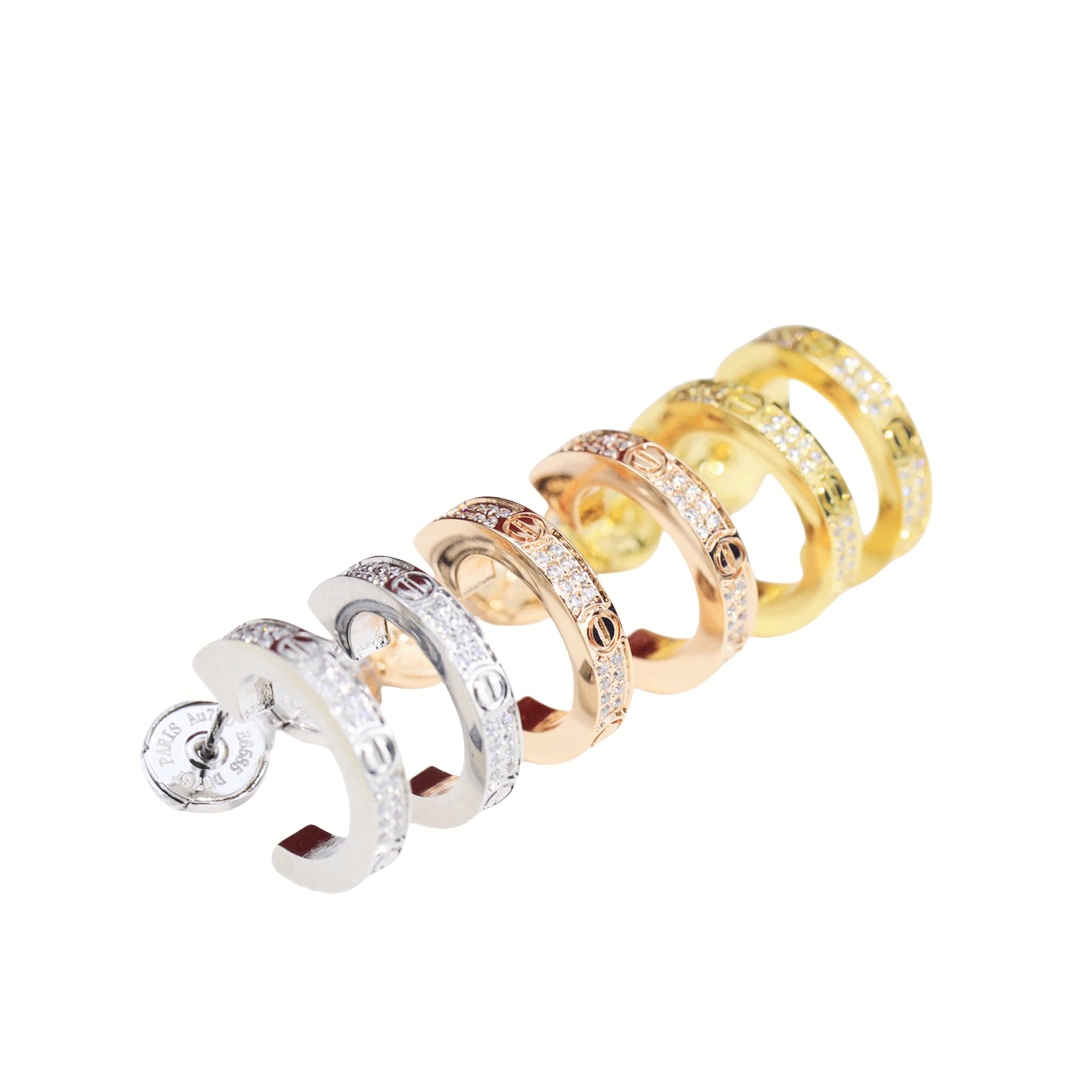 CTEV045 LOVE hoop earrings, Small, paved - ccjewelryacc
