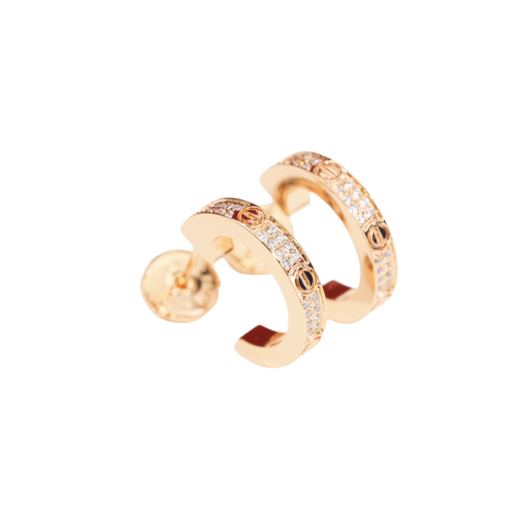 CTEV045 LOVE hoop earrings, Small, paved - ccjewelryacc