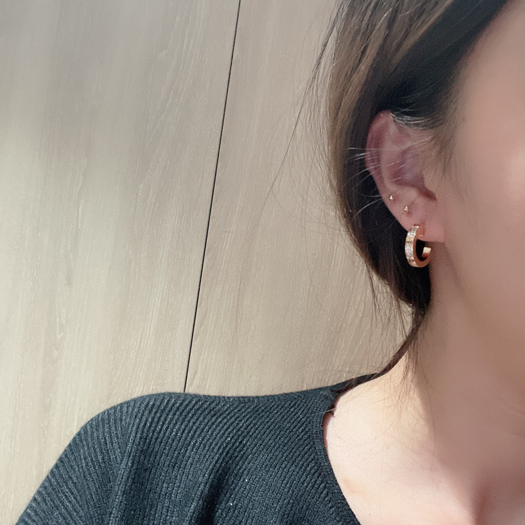 CTEV045 LOVE hoop earrings, Small, paved - ccjewelryacc