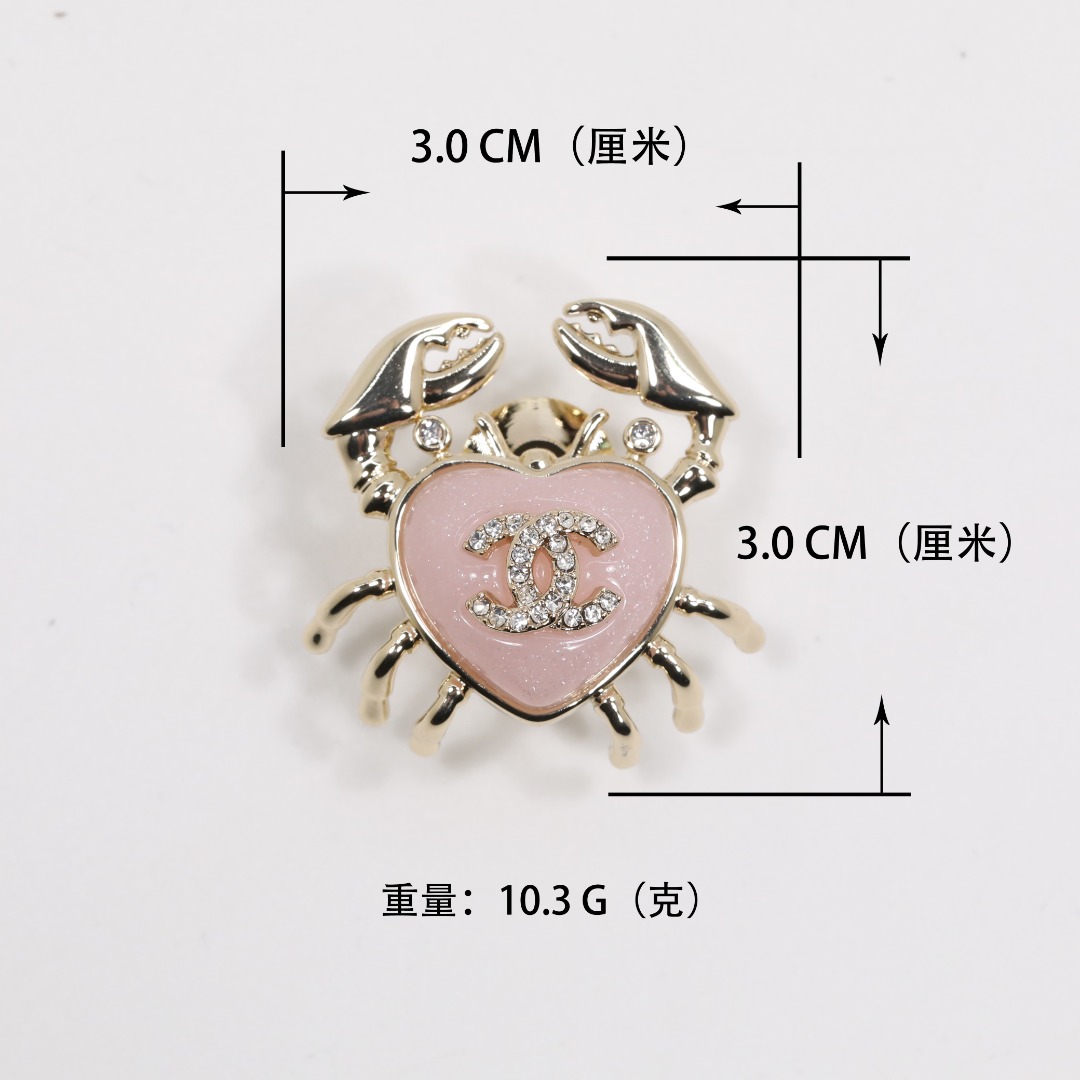 BCB551 Chanel Pink heart crab brooch pin - ccjewelryacc