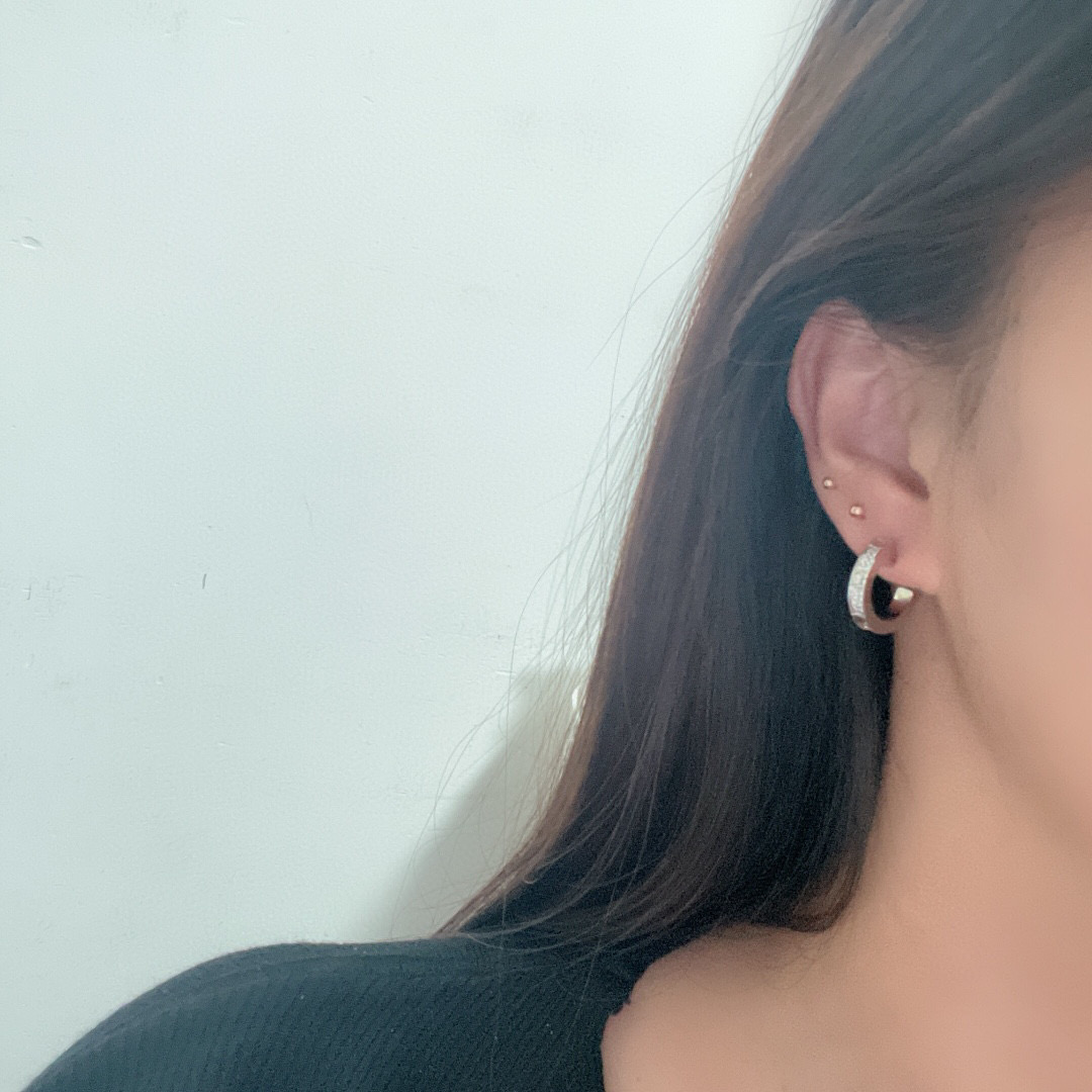 CTEV045 LOVE hoop earrings, Small, paved - ccjewelryacc