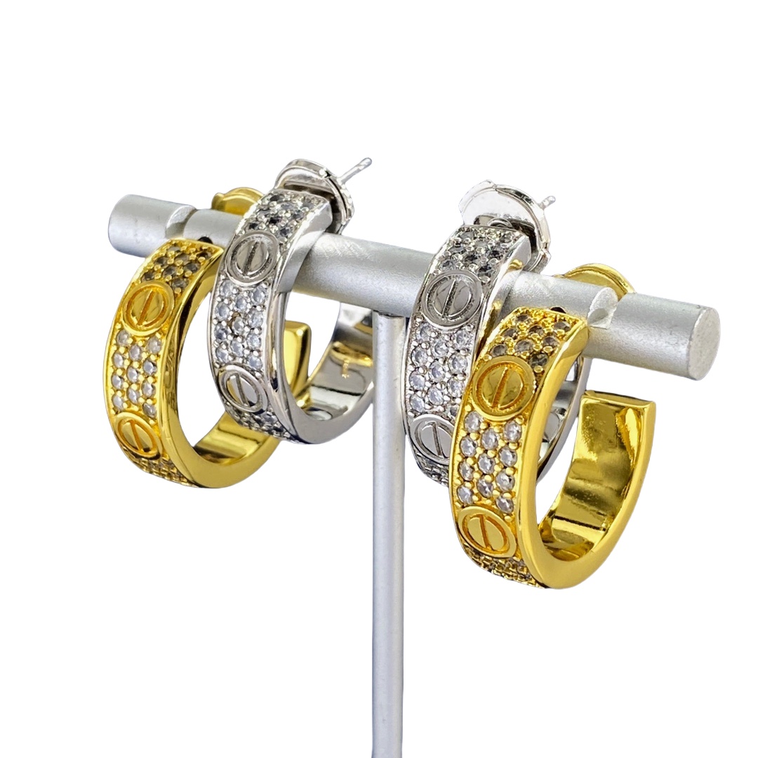 CTE004 Cartier LOVE hoop earrings paved - ccjewelryacc