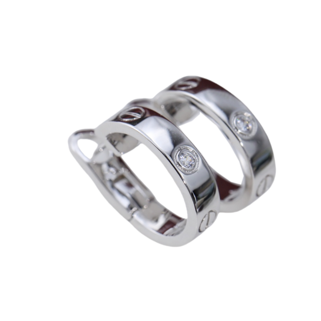 CTE026 1 diamond love earrings clip Mini - ccjewelryacc