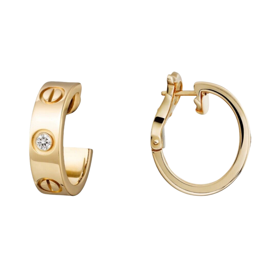 CTE026 1 diamond love earrings clip Mini - ccjewelryacc