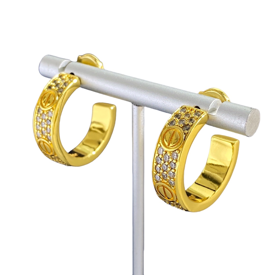 CTE004 Cartier LOVE hoop earrings paved - ccjewelryacc