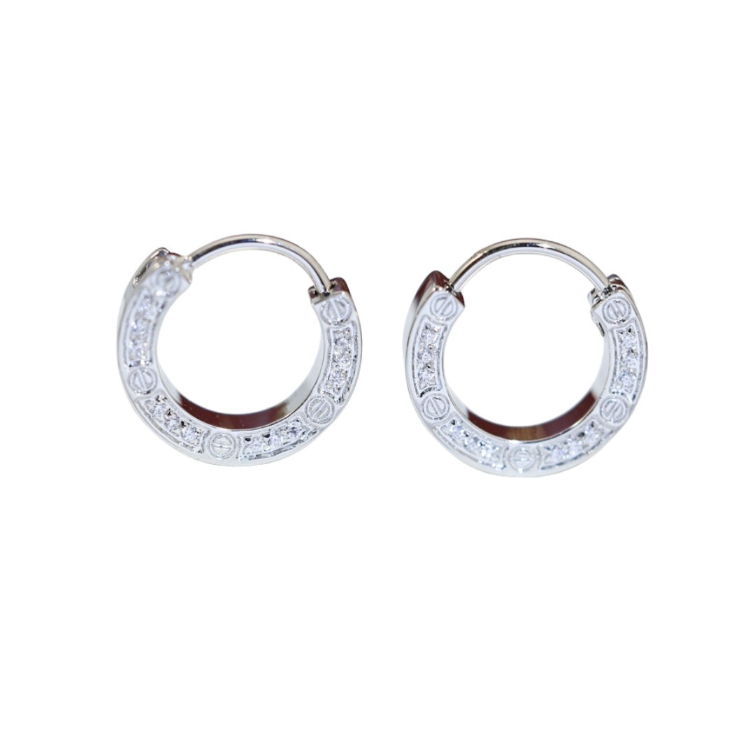 CTEV027 18K Cartier LOVE Hoop EARRING, PAVED - ccjewelryacc