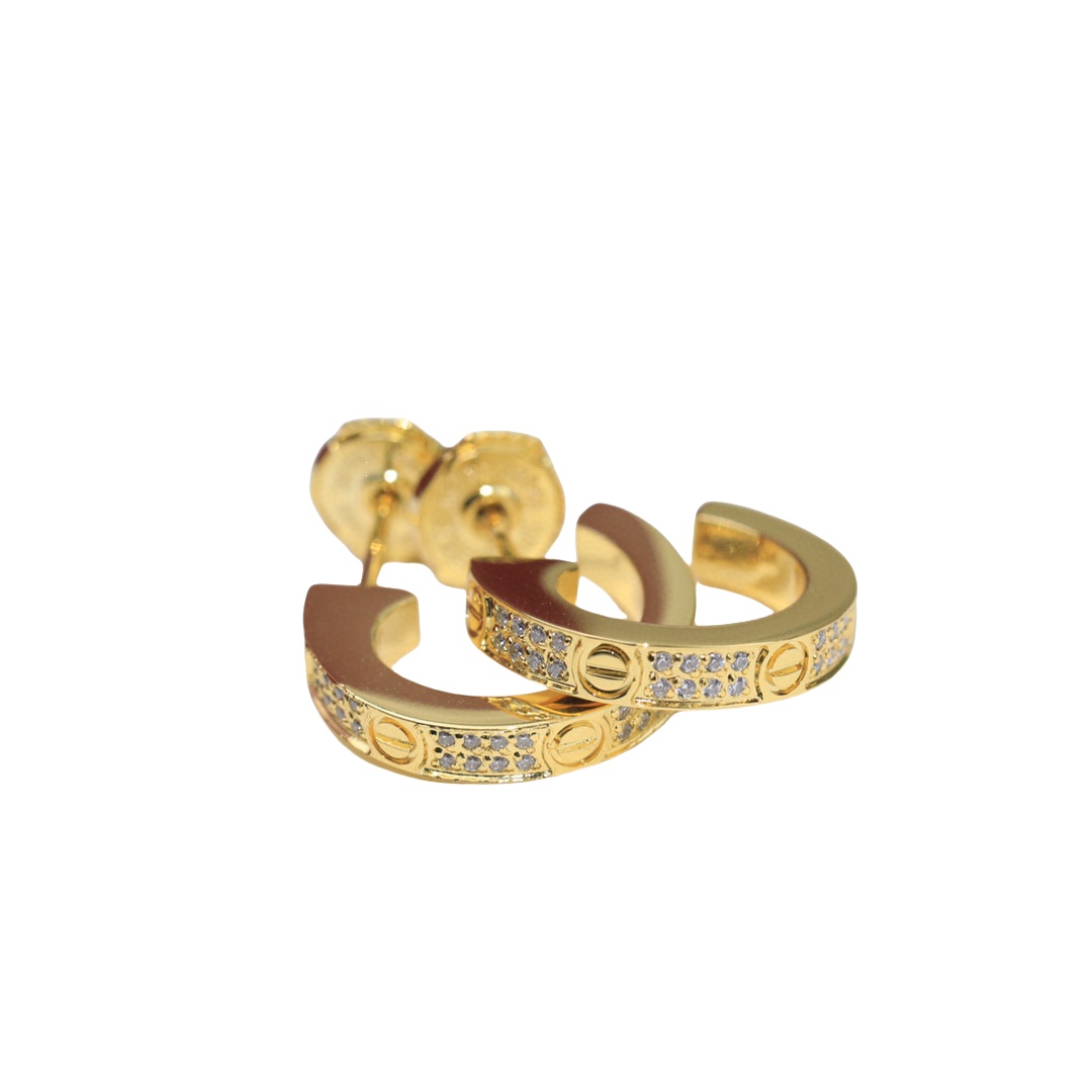 CTEV045 LOVE hoop earrings, Small, paved - ccjewelryacc