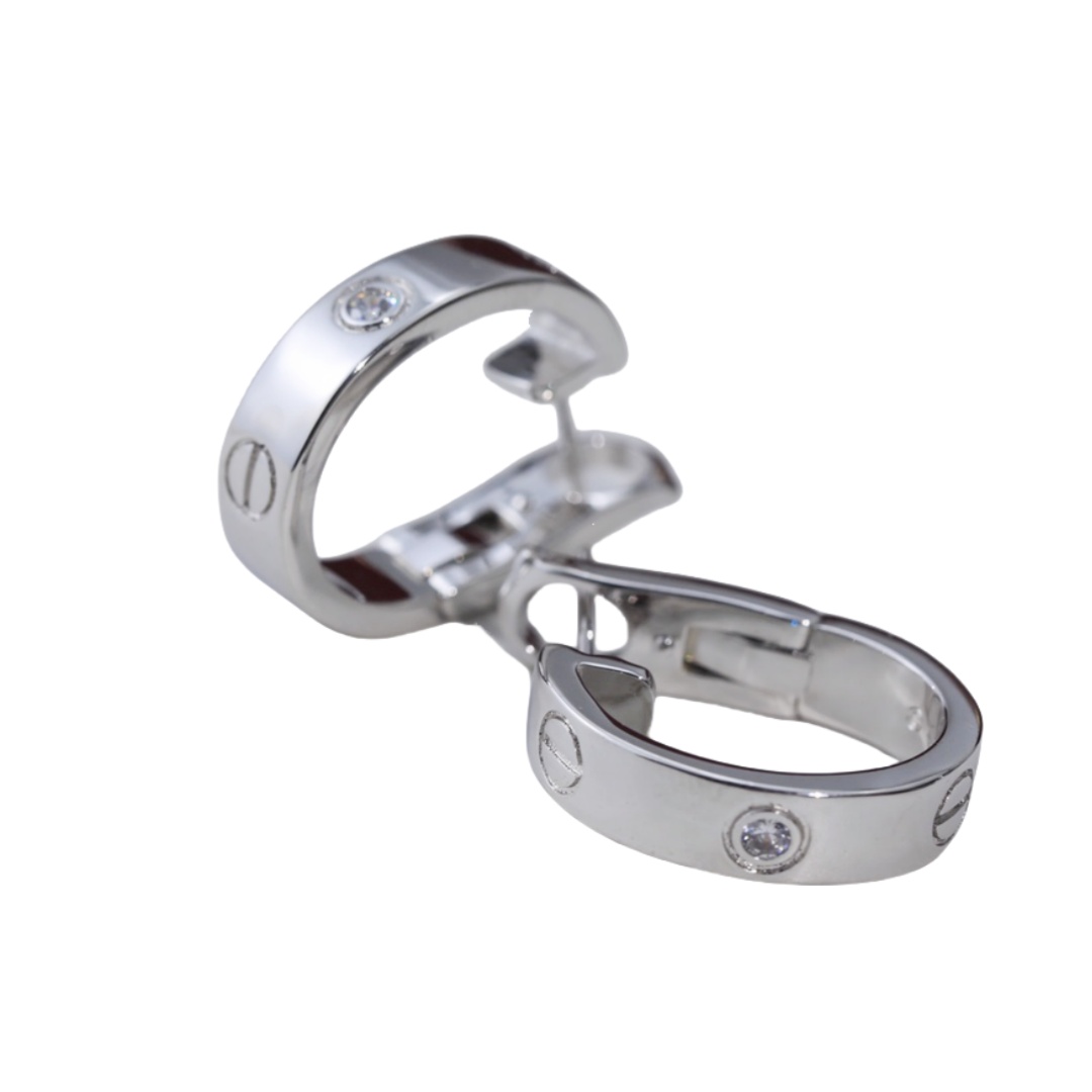 CTE026 1 diamond love earrings clip Mini - ccjewelryacc