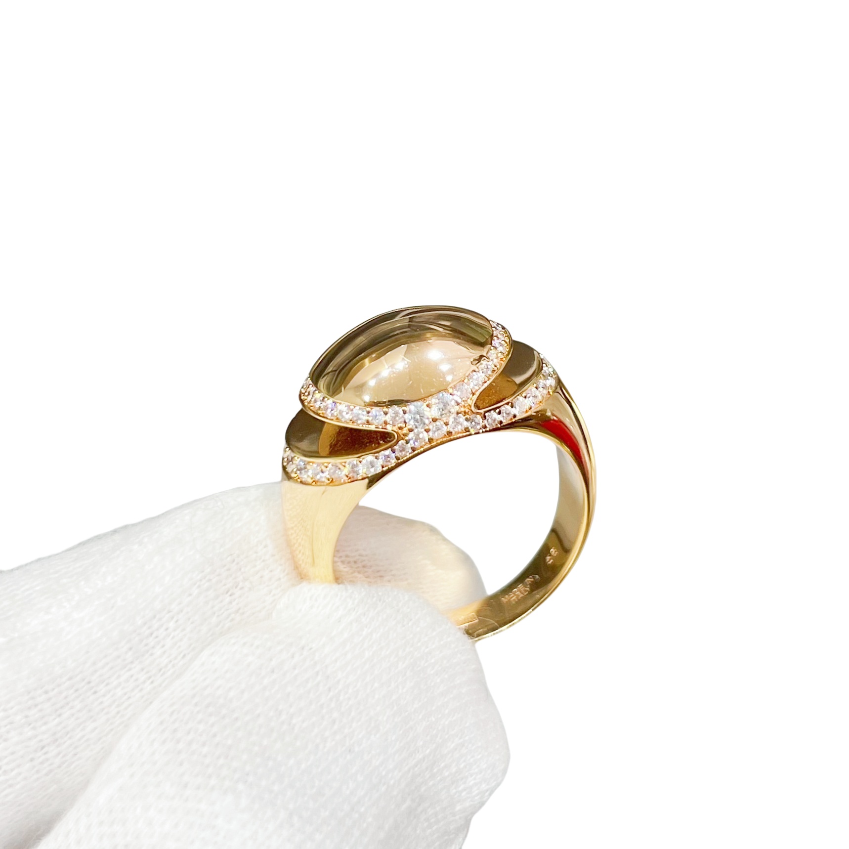 BGRV003 18k Bvlgari Cabochon Diamond Ring - ccjewelryacc