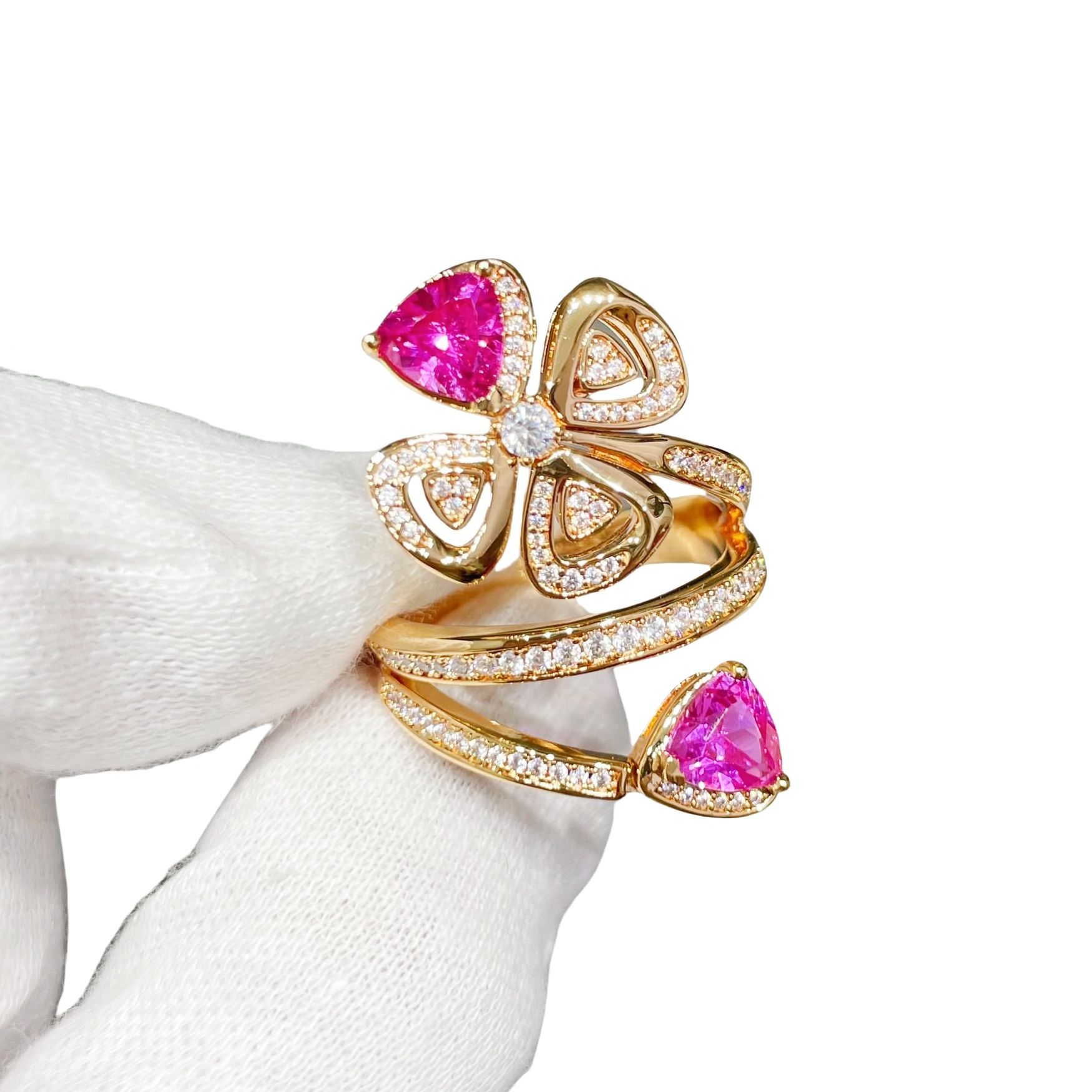 BGRV004 18k Rose gold Fiorever diamond Ring - ccjewelryacc