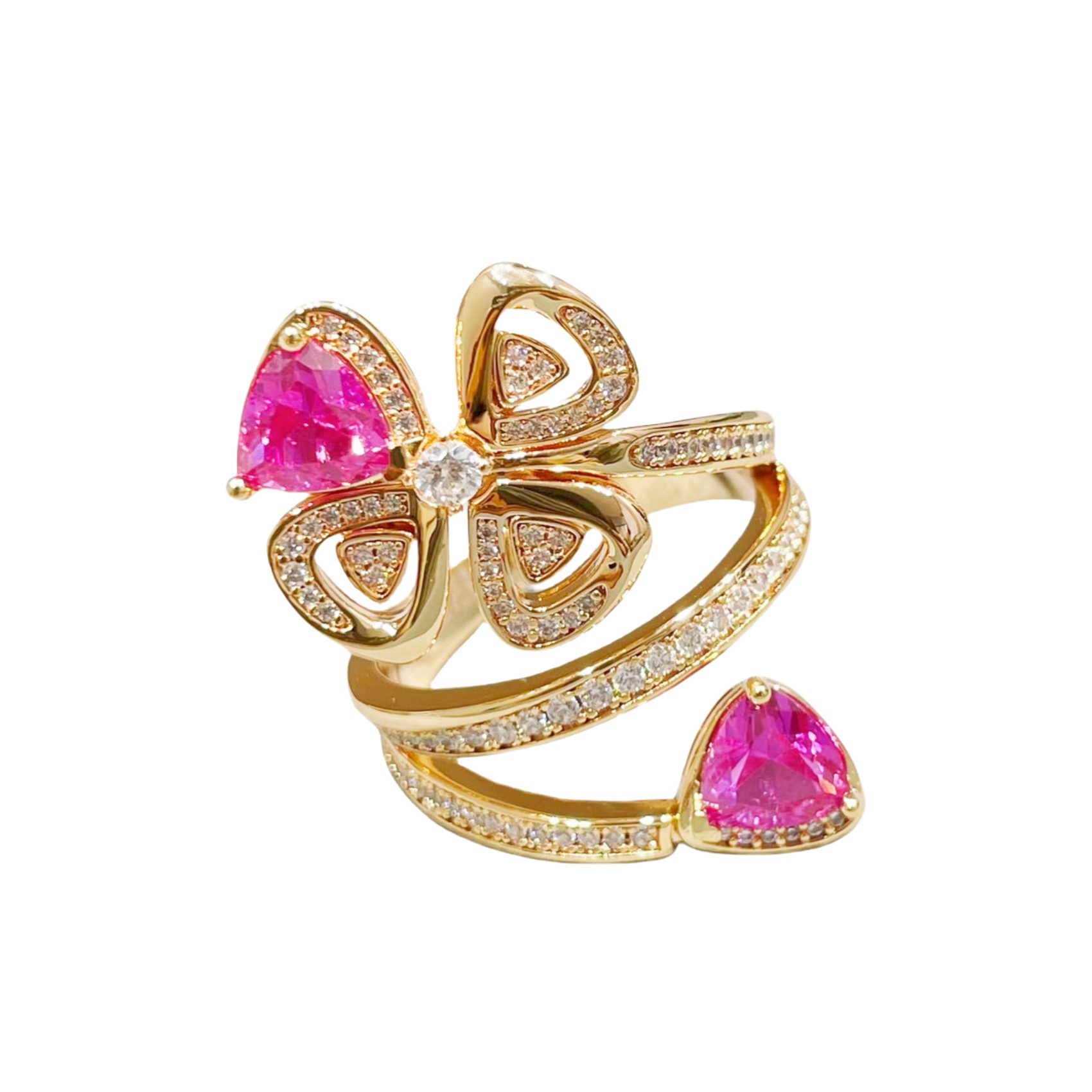 BGRV004 18k Rose gold Fiorever diamond Ring - ccjewelryacc