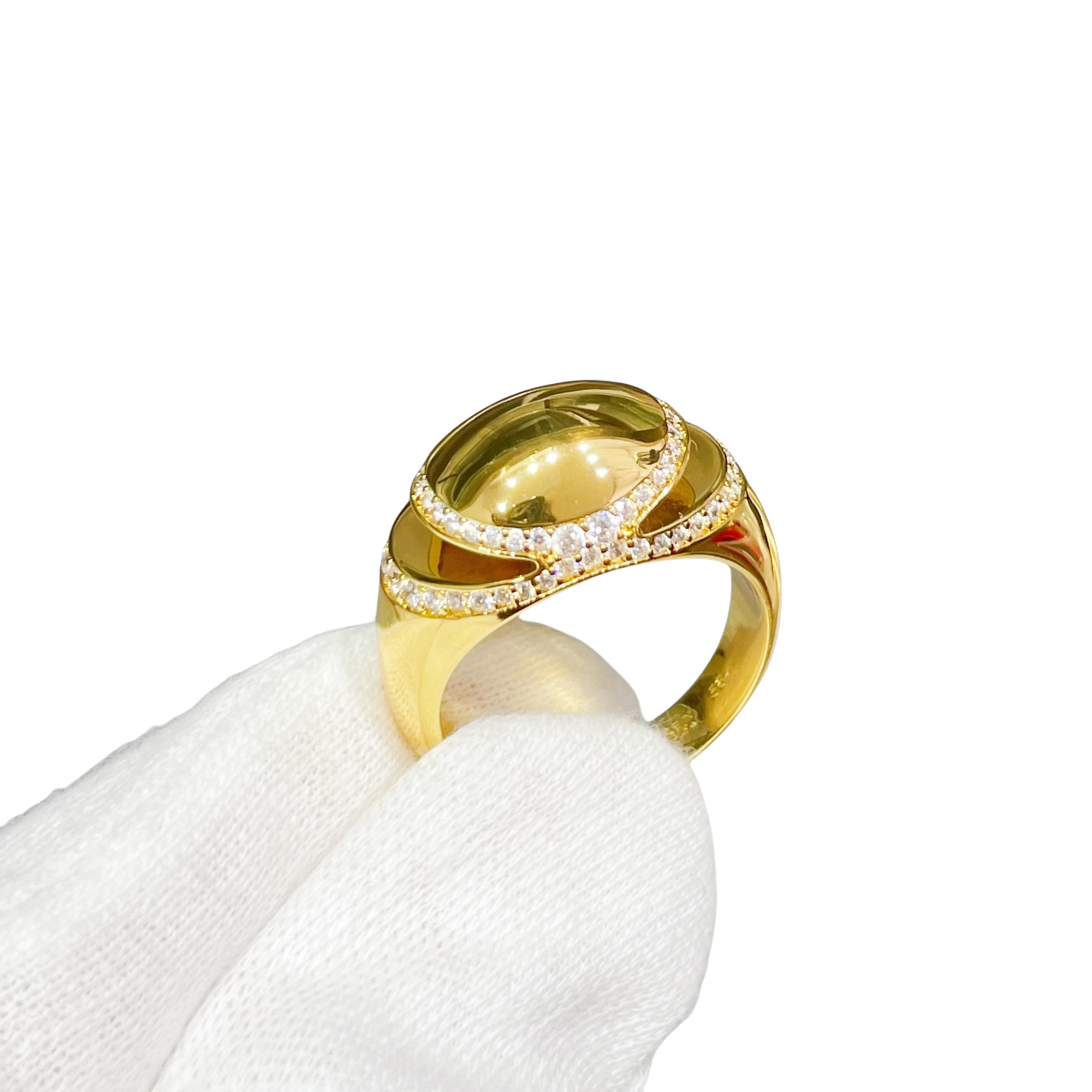 BGRV003 18k Bvlgari Cabochon Diamond Ring - ccjewelryacc