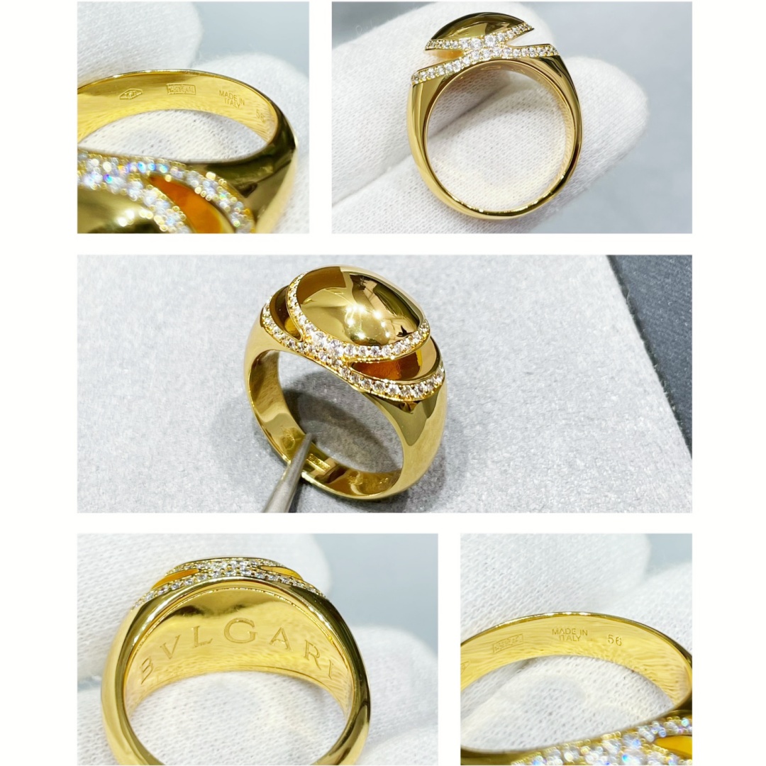 BGRV003 18k Bvlgari Cabochon Diamond Ring - ccjewelryacc