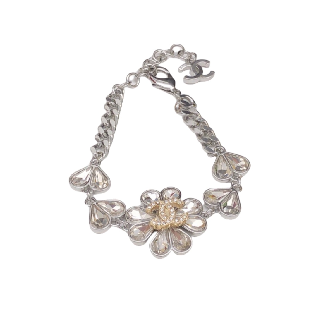 CCS005 Crystal flower cc chain bracelet - ccjewelryacc