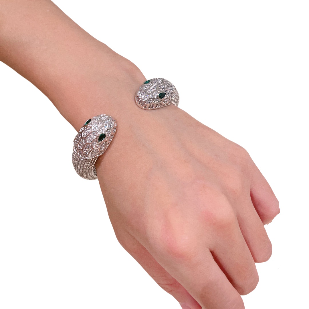 BGSV008 18K Gold Serpenti viper bracelet Half diamond - ccjewelryacc