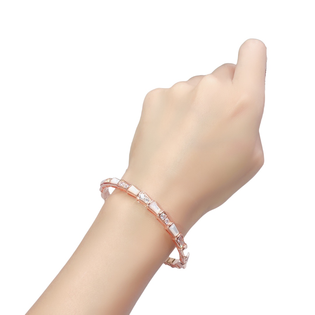 BGS007 Serpenti viper bracelet Half diamond and mother of pearl - ccjewelryacc