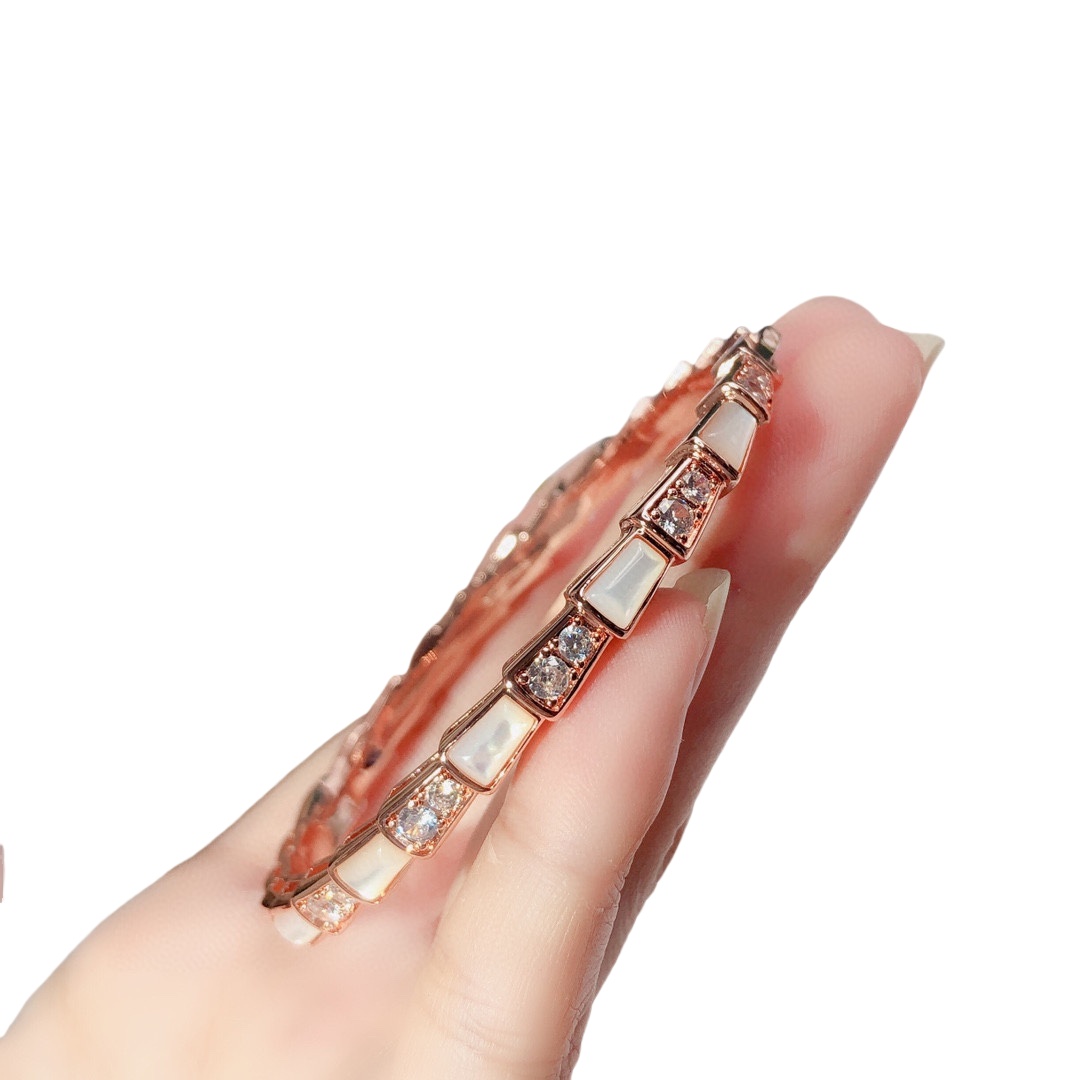 BGS007 Serpenti viper bracelet Half diamond and mother of pearl - ccjewelryacc