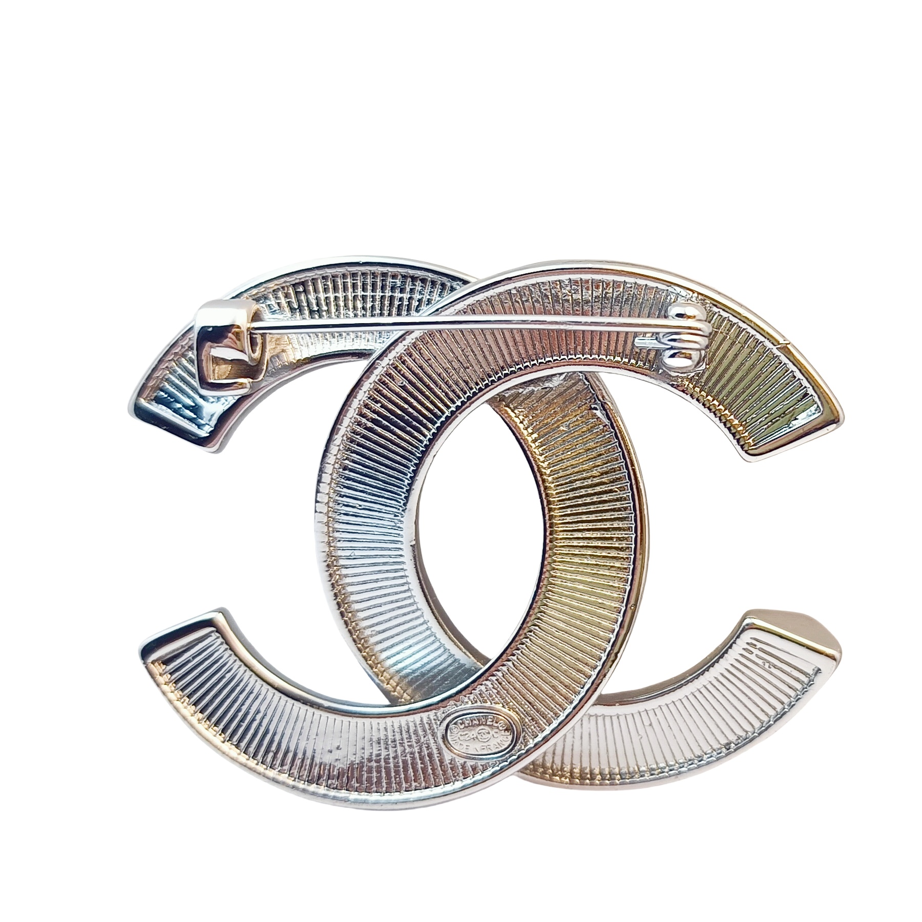 BCB092 Full Square Rhinestone CC logo Brooch Pin - ccjewelryacc