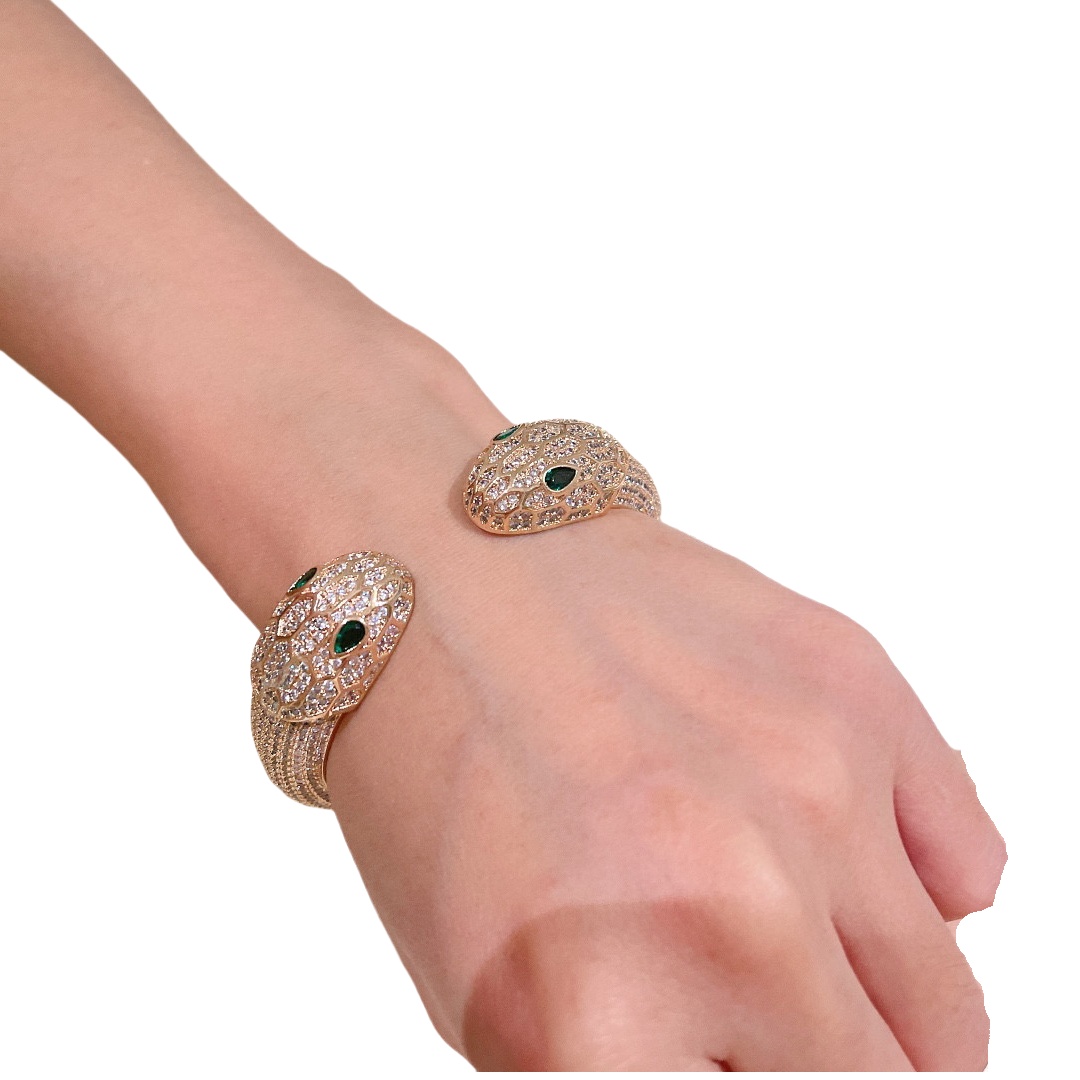BGSV008 18K Gold Serpenti viper bracelet Half diamond - ccjewelryacc