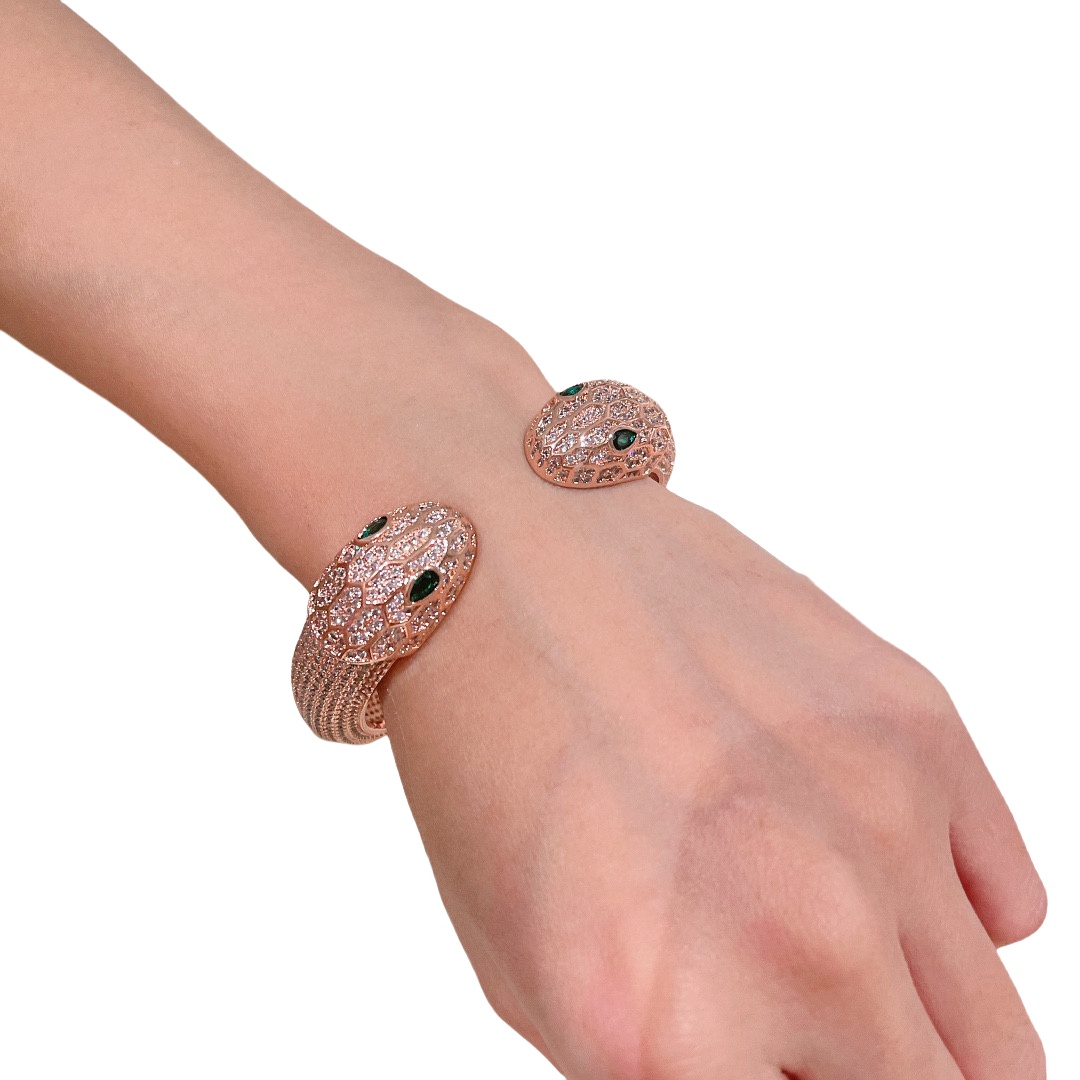 BGSV008 18K Gold Serpenti viper bracelet Half diamond - ccjewelryacc