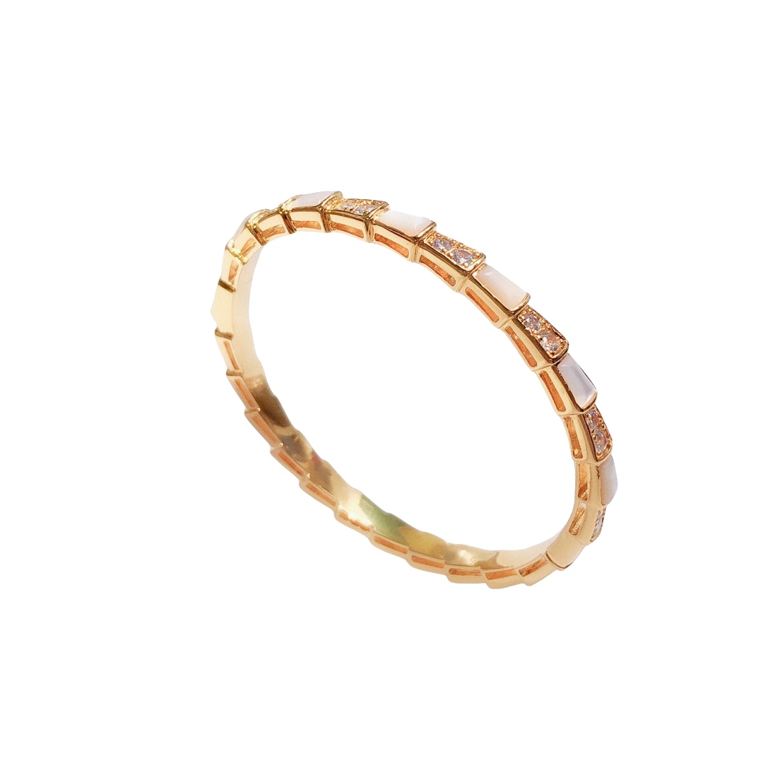 BGS007 Serpenti viper bracelet Half diamond and mother of pearl - ccjewelryacc