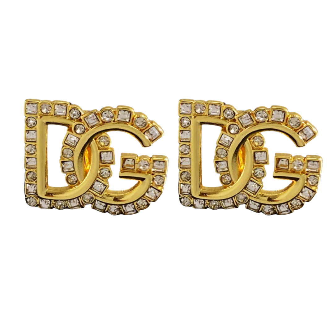 DGE050 Metal crystal DG logo earrings - ccjewelryacc