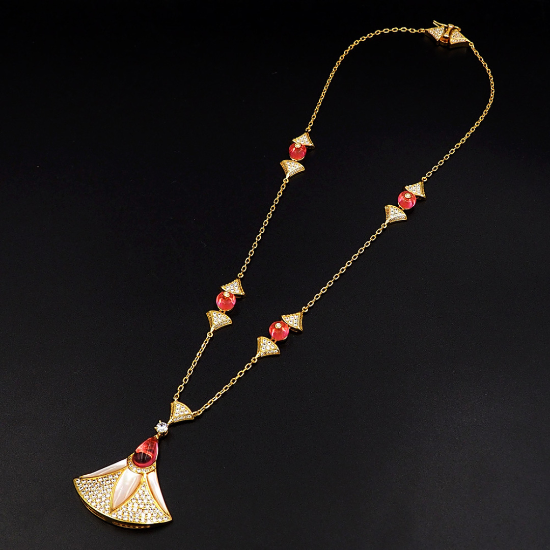 BGNV006 18k Mother of pearl and Diamond Diva's dream necklace - ccjewelryacc