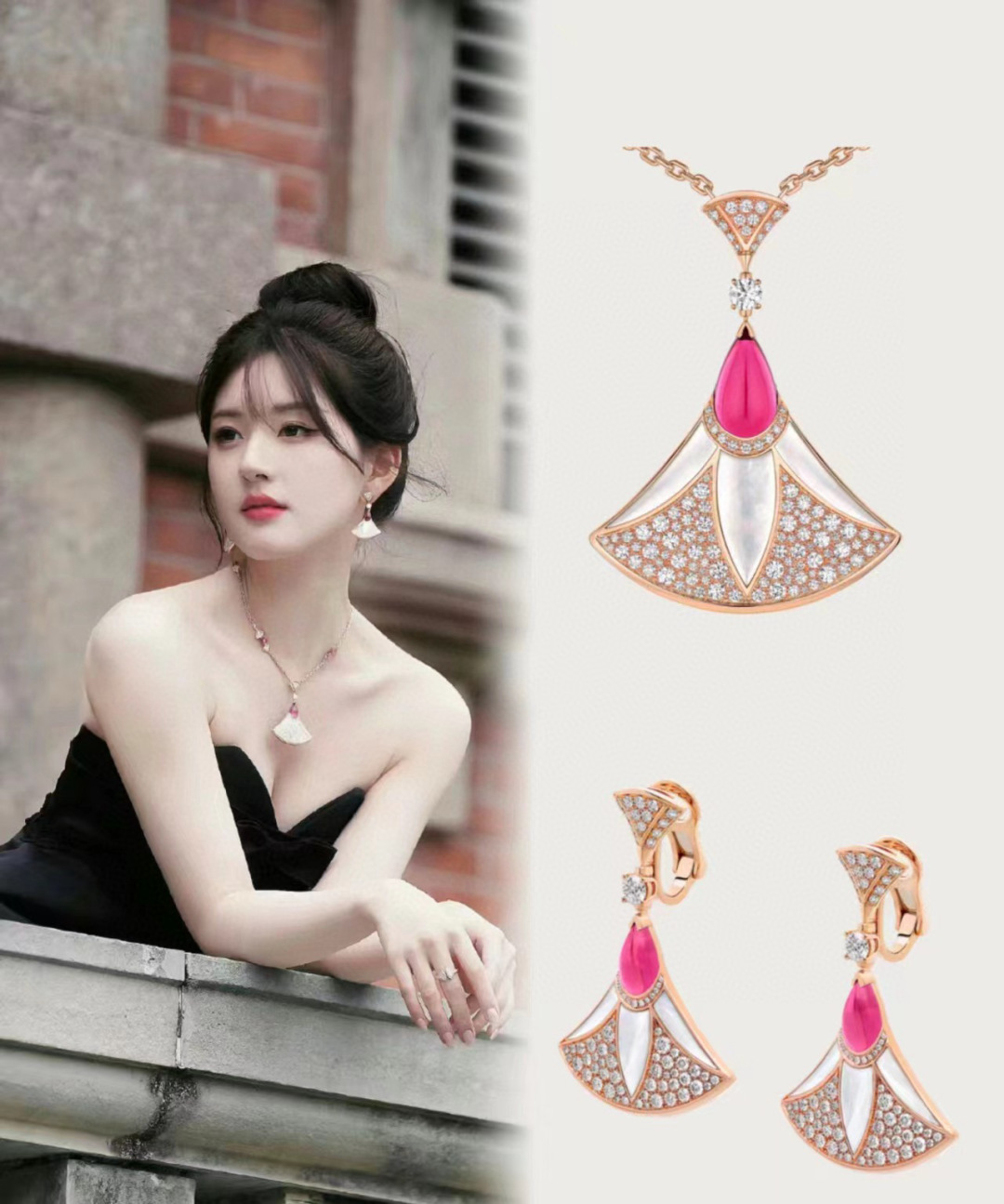 BGEV008 18K Rose Gold  Divas dream earrings - ccjewelryacc