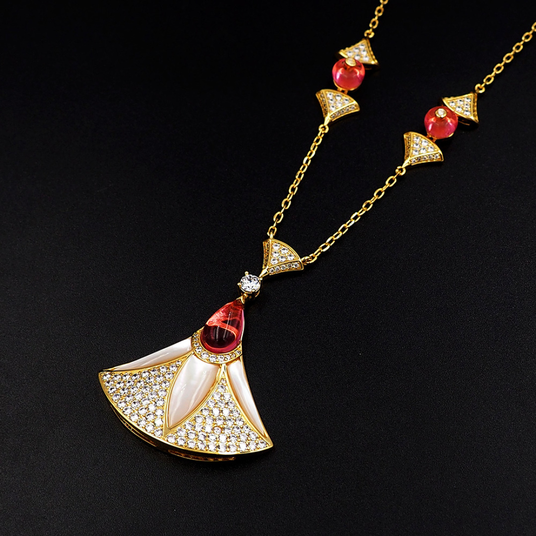 BGNV006 18k Mother of pearl and Diamond Diva's dream necklace - ccjewelryacc