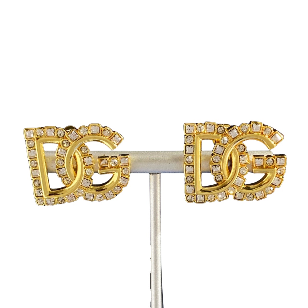 DGE050 Metal crystal DG logo earrings - ccjewelryacc