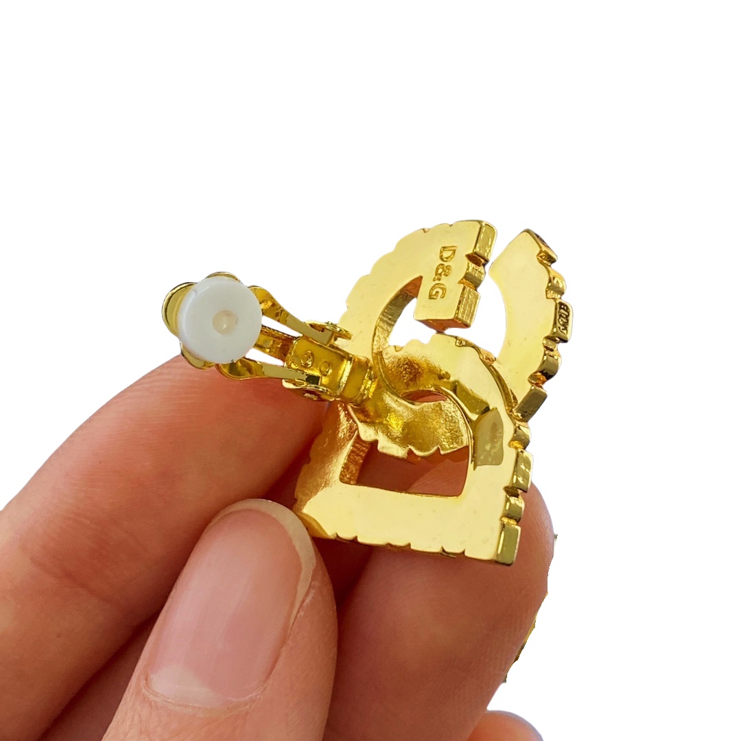 DGE050 Metal crystal DG logo earrings - ccjewelryacc