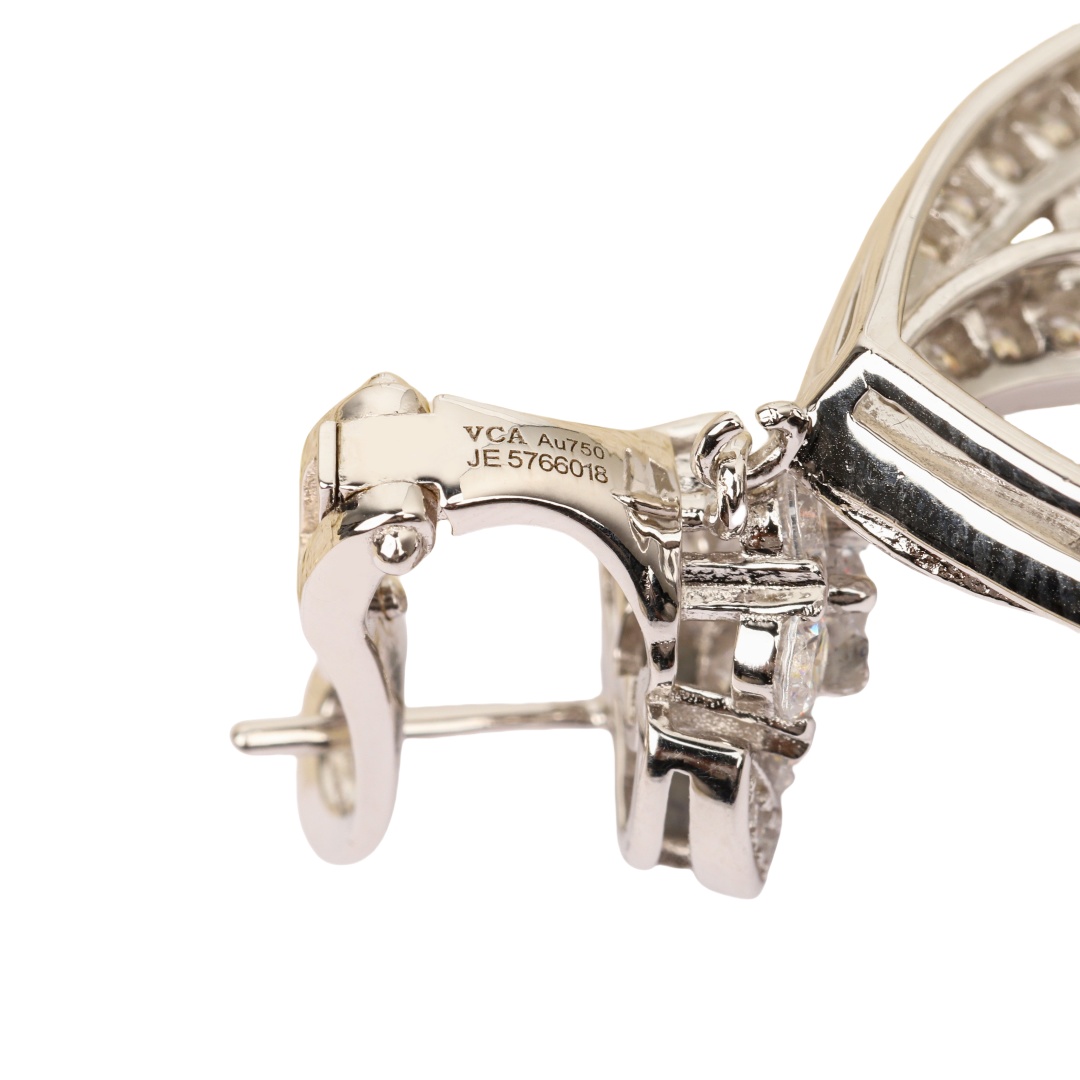 VCES008 18k white gold VCA Snowflake earring clip and snowflake pendant necklace - ccjewelryacc