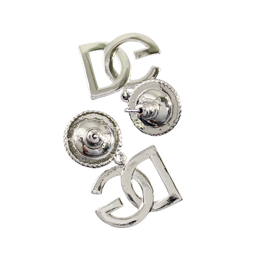 DGE051 Metal crystal DG logo drop earrings - ccjewelryacc