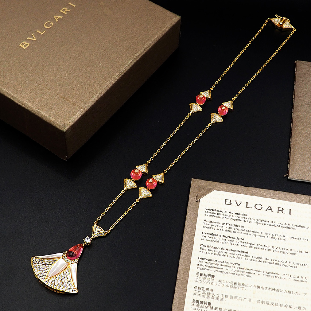 BGNV006 18k Mother of pearl and Diamond Diva's dream necklace - ccjewelryacc