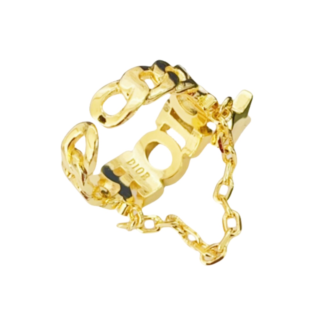 CDR012 Dior chain link ring with star and crystal - ccjewelryacc