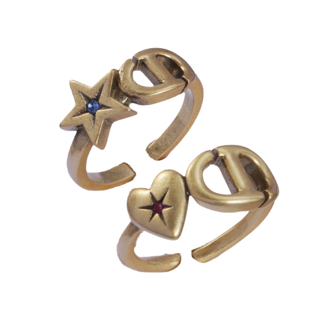 CDR027 Vintage Dior CD and heart Ring - ccjewelryacc