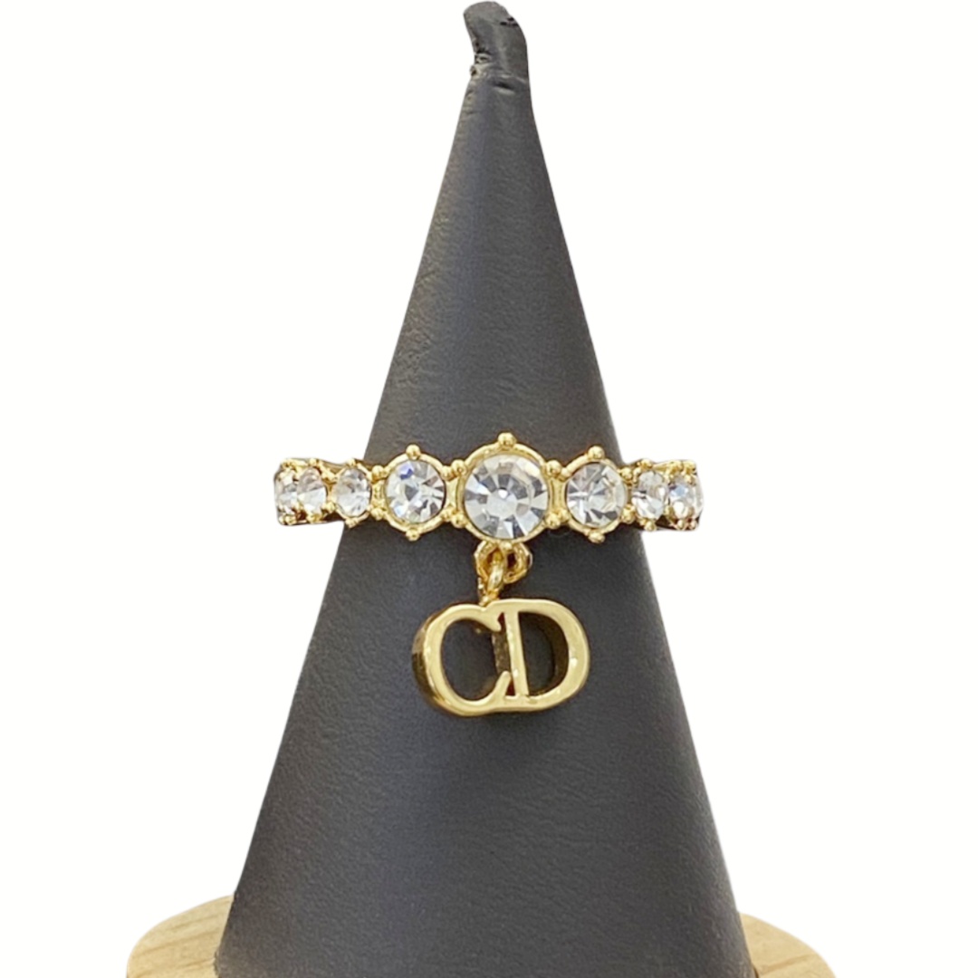 CDR029 Dior crystal ring with CD Charm - ccjewelryacc