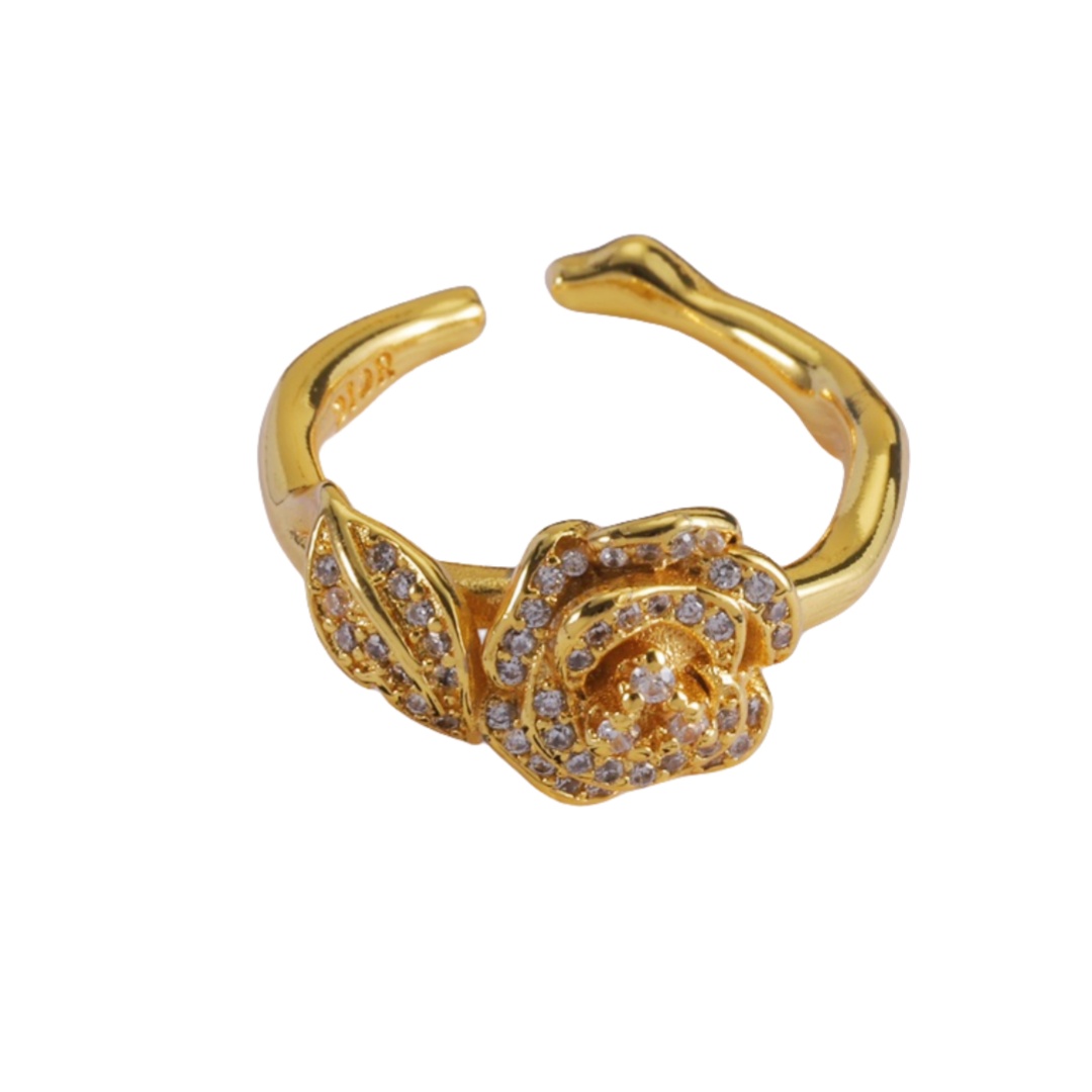 CDR031 Dior camellia flower ring - ccjewelryacc