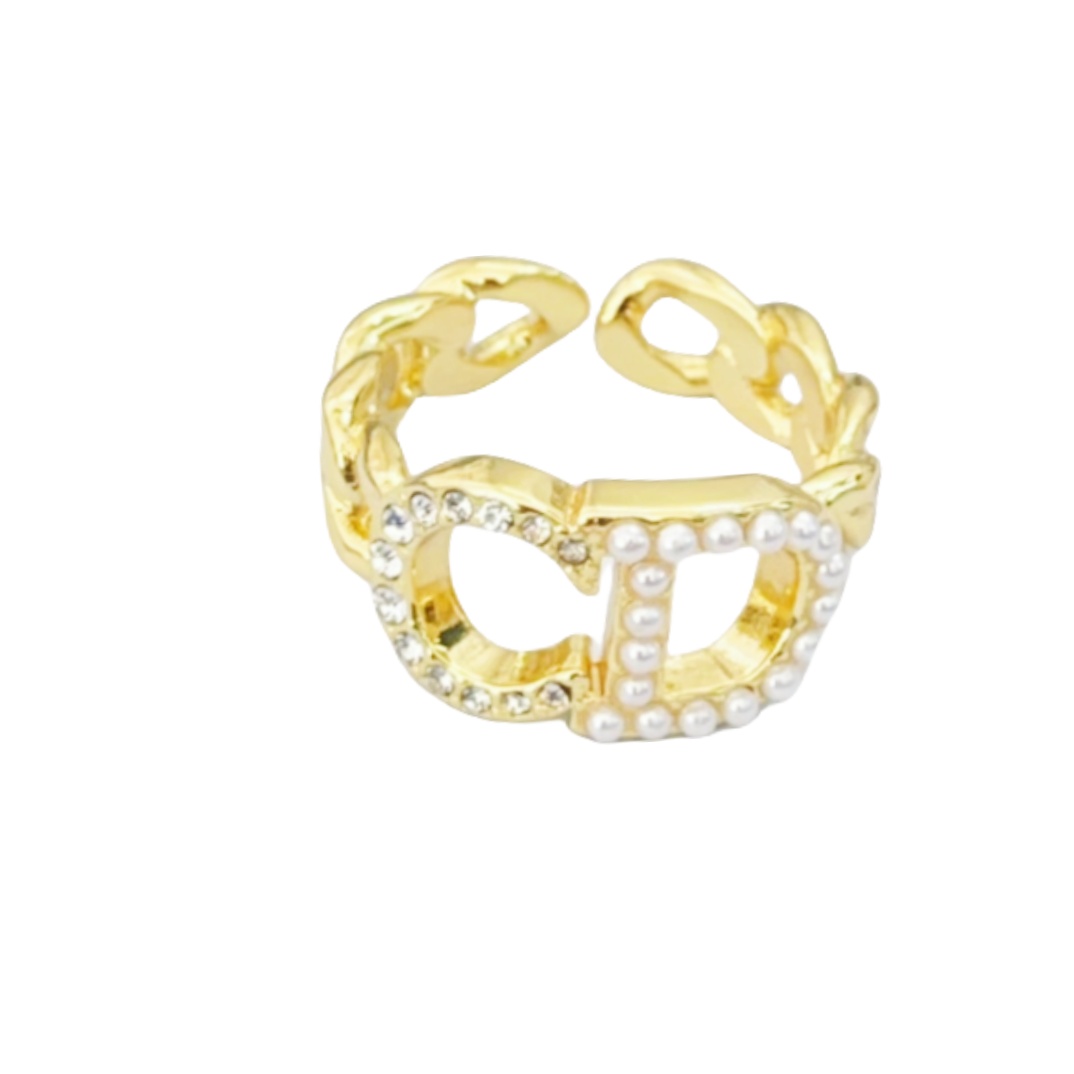 CDR009 Christian dior pearl and crystal ring - ccjewelryacc