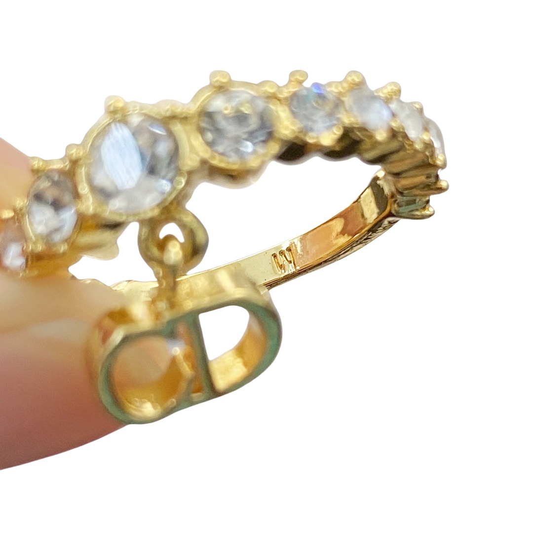 CDR029 Dior crystal ring with CD Charm - ccjewelryacc