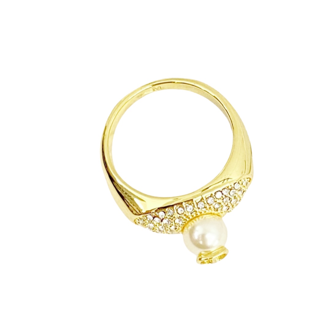 CDR026 Metal crystal dior cd logo ring - ccjewelryacc