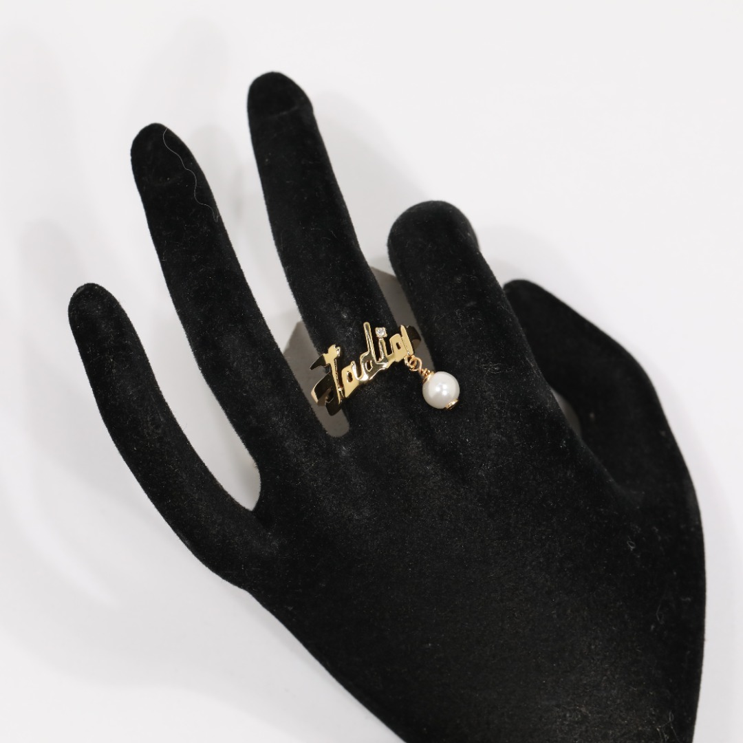 CDR021 Ja dior ring in metal and pearl - ccjewelryacc