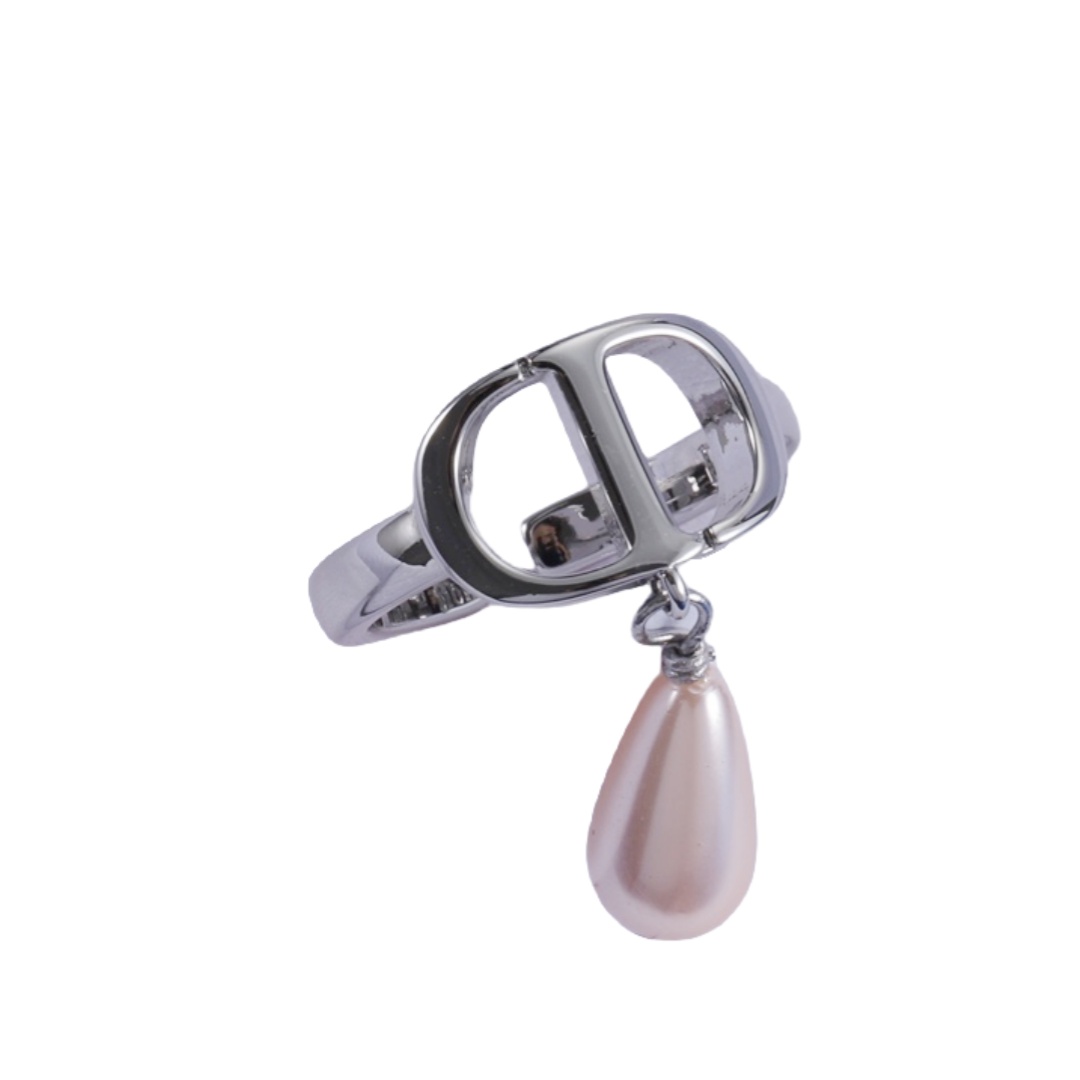 CDR037 CD Ring with drop pearl charm - ccjewelryacc